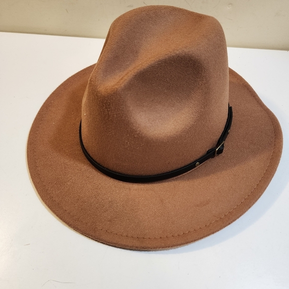 Women's Tan  Fedora Hat Cotton Blend - Picture 3 of 14
